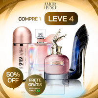 Combo de 4 perfumes Femininos - Scandal, 212 VIP Rosé, La Vie est Belle e Good Girl